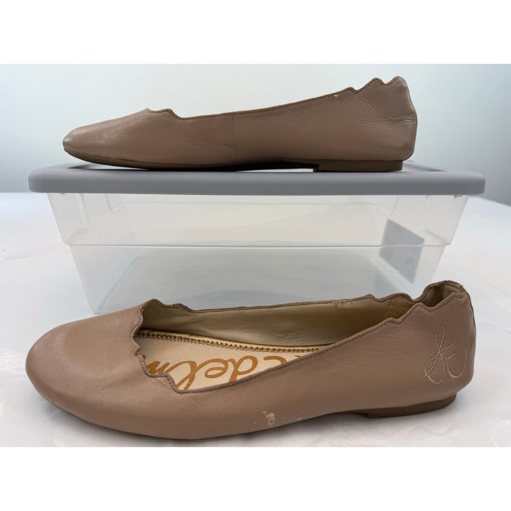 Sam Edelman Finnegan Nude Leather Scalloped Ballet Flats Size 8 Capsule - Picture 2 of 8